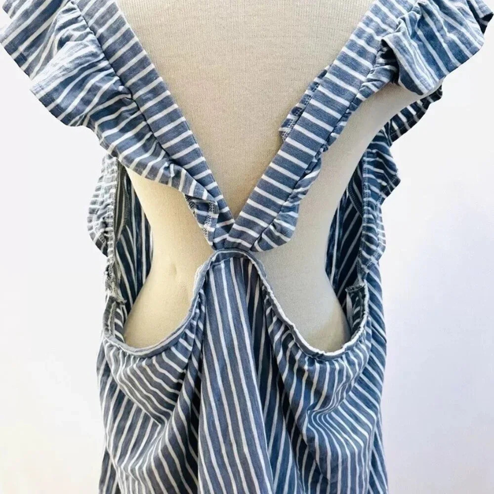 NWT LAUREN CONRAD Women Sleeveless Pullover Square Neck Striped Blue Shirt Sz 2X - Picture 11 of 15